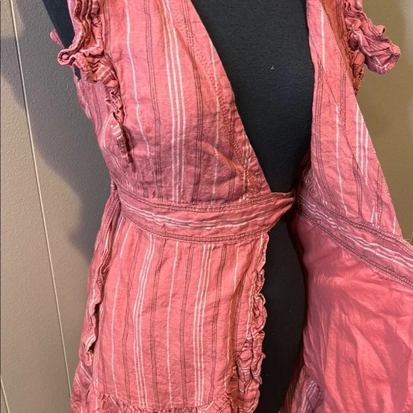 B6 Rebecca Taylor Women’s 0 Coral Striped Midi Wrap Dress - Picture 5 of 6